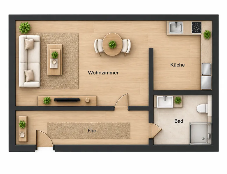Ihr gemütliches Zuhause: 1-Zimmer-Wohnung mit Einbauküche und saniertem Bad! — photo 1